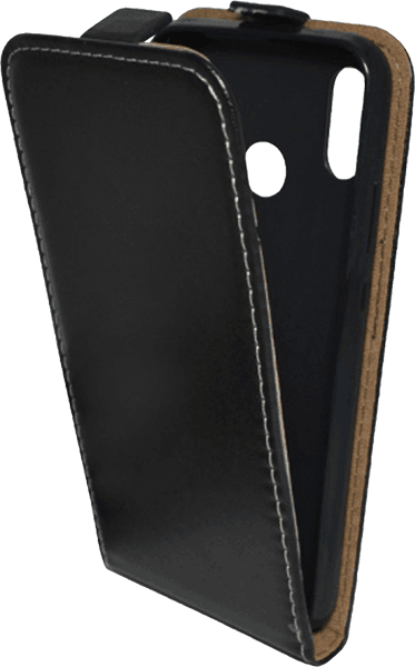 Huawei P20 Lite lenyíló flipes bőrtok fekete