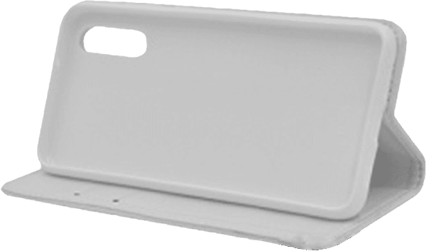 Huawei P20 oldalra nyíló flipes bőrtok asztali tartó funkciós fehér