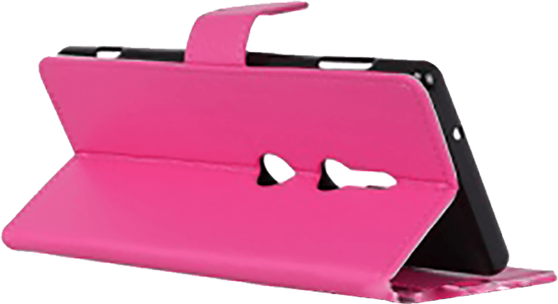 Sony Xperia XZ2 oldalra nyíló flipes bőrtok asztali tartó funkciós rózsaszín