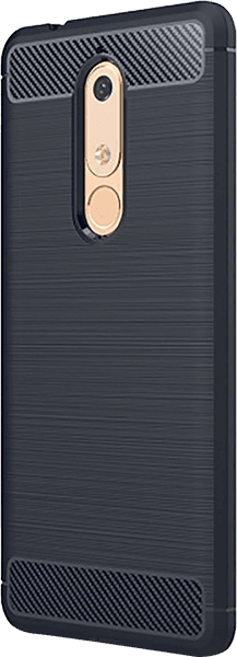 Nokia 5 2018 (5.1) ütésálló szilikon tok szálcsiszolt-karbon minta légpárnás sarok sötétkék