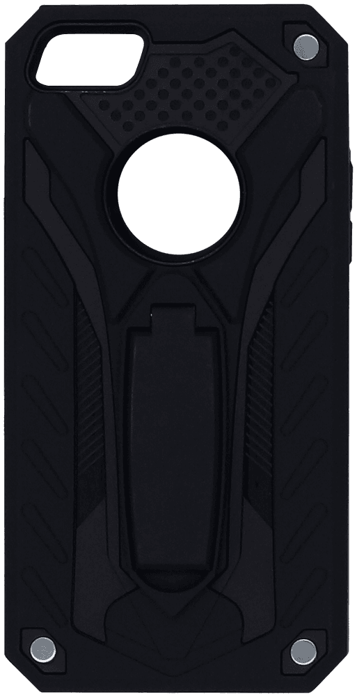 Apple iPhone SE (2016) ütésálló tok logó kihagyós kitámasztóval fekete
