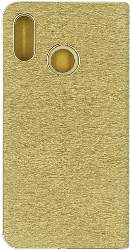 Huawei P20 Lite oldalra nyíló flipes velúr tok LUNA Book bőrhatású prémium arany