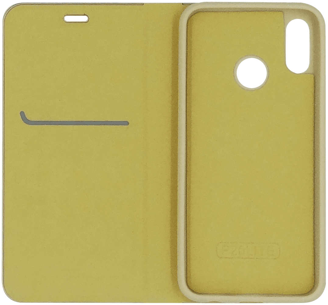 Huawei P20 Lite oldalra nyíló flipes velúr tok LUNA Book bőrhatású prémium arany