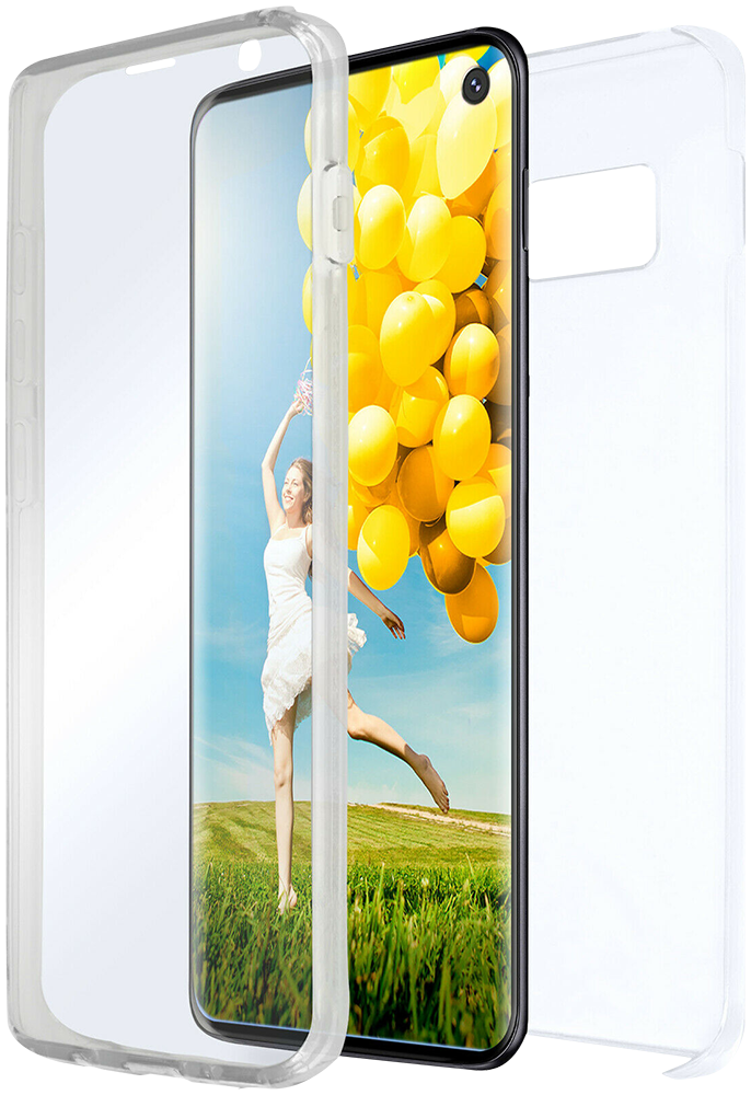 Samsung Galaxy S10e (SM-G970) kemény hátlap szilikon előlap 360 ° védelem átlátszó