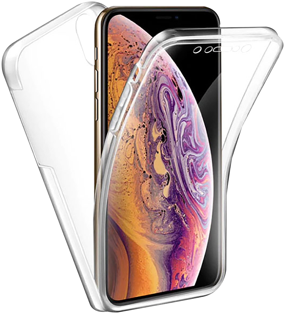 Apple iPhone XS Max kemény hátlap szilikon előlap 360 ° védelem átlátszó