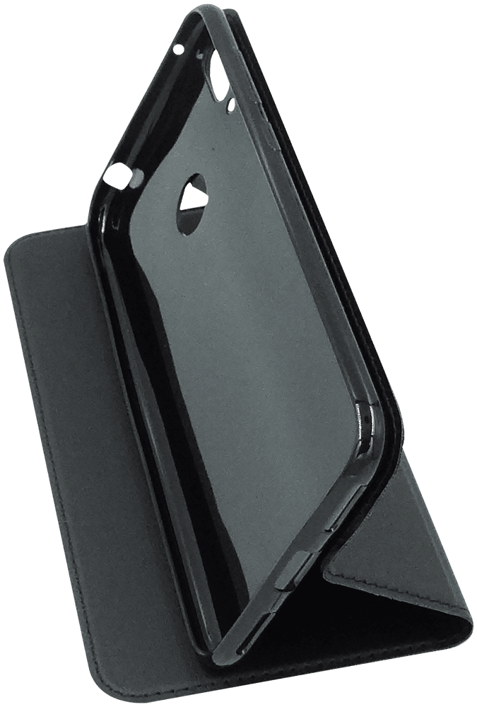Huawei Y7 Prime 2019 oldalra nyíló flipes bőrtok elől-hátul mágneses fekete