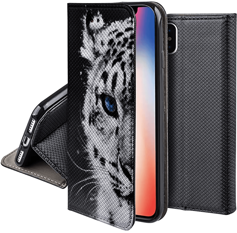 Samsung Galaxy A6 Plus 2018 Dual (A605) oldalra nyíló flipes bőrtok rombusz mintás sötétkék