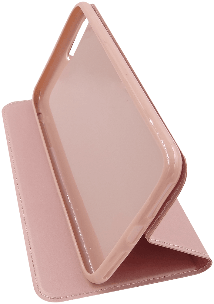 Apple iPhone 7 Plus oldalra nyíló flipes bőrtok elől-hátul mágneses rozéarany