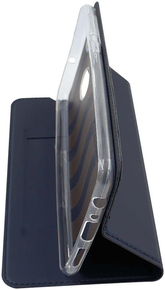 Samsung Galaxy A21 (SM-A210F) oldalra nyíló flipes bőrtok gyári DUX DUCIS bankkártya tartó sötétkék