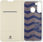 Samsung Galaxy A21 (SM-A210F) oldalra nyíló flipes bőrtok gyári DUX DUCIS bankkártya tartó arany