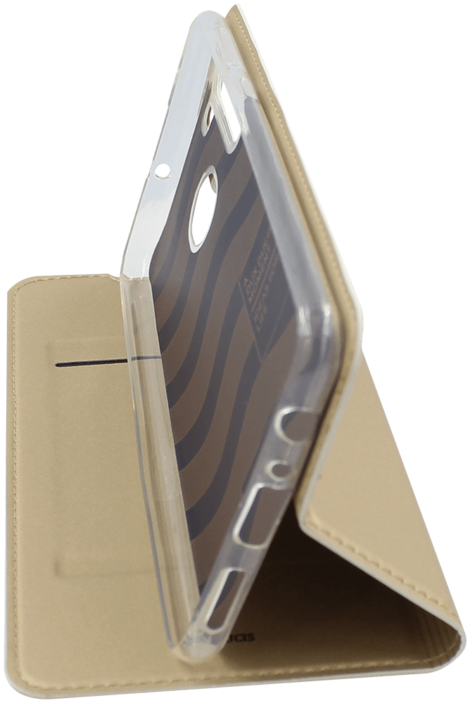 Samsung Galaxy A21 (SM-A210F) oldalra nyíló flipes bőrtok gyári DUX DUCIS bankkártya tartó arany