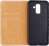 Samsung Galaxy A6 Plus 2018 (A605) oldalra nyíló flipes bőrtok valódi bőr fekete