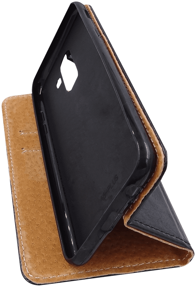 Samsung Galaxy A6 Plus 2018 Dual (A605) oldalra nyíló flipes bőrtok valódi bőr fekete