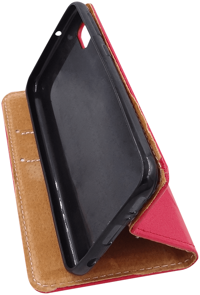 Samsung Galaxy A10e (SM-A102) oldalra nyíló flipes bőrtok valódi bőr piros