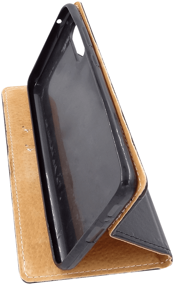 Samsung Galaxy A90 5G (SM-A908F) oldalra nyíló flipes bőrtok valódi bőr fekete