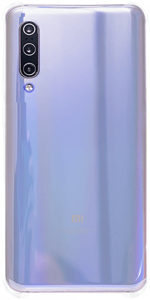 Xiaomi Mi 9 kemény hátlap szilikon keret szürke - fehér nyakba akasztóval légpárnás sarok átlátszó