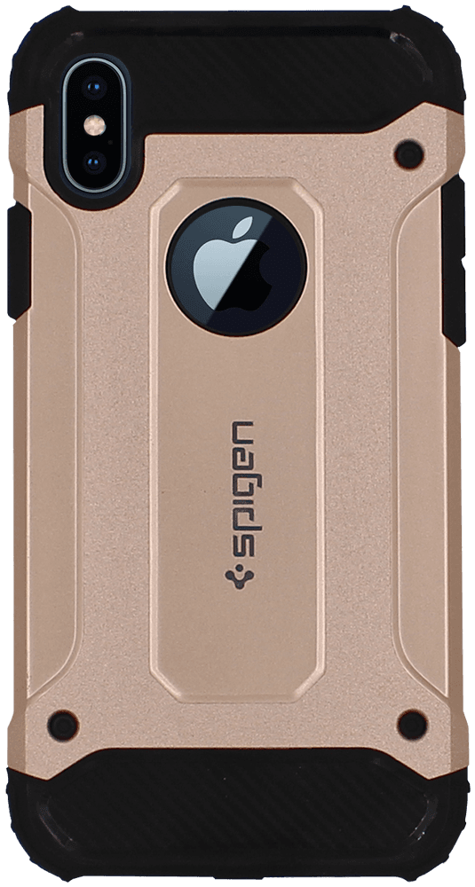 Apple iPhone X ütésálló tok gyári SGP logó kihagyós légpárnás sarkas, hibrid Forcell Armor rozéarany