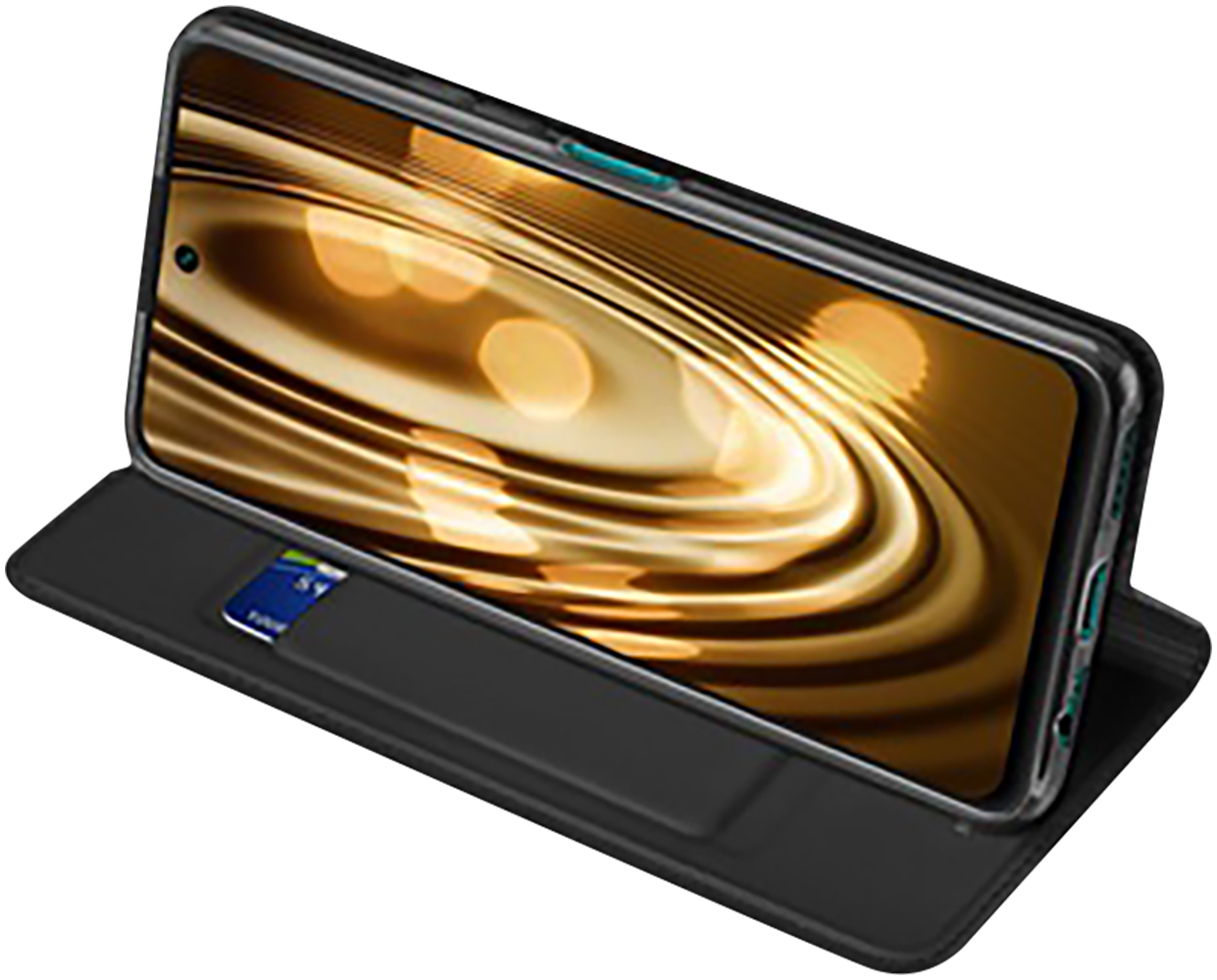 Huawei P Smart 2021 oldalra nyíló flipes bőrtok gyári DUX DUCIS bankkártya tartó fekete