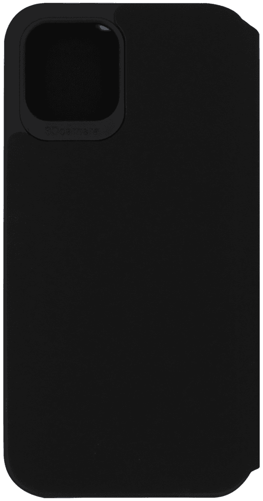 Apple iPhone 12 oldalra nyíló flipes textilbőrtok bankkártya tartó fekete