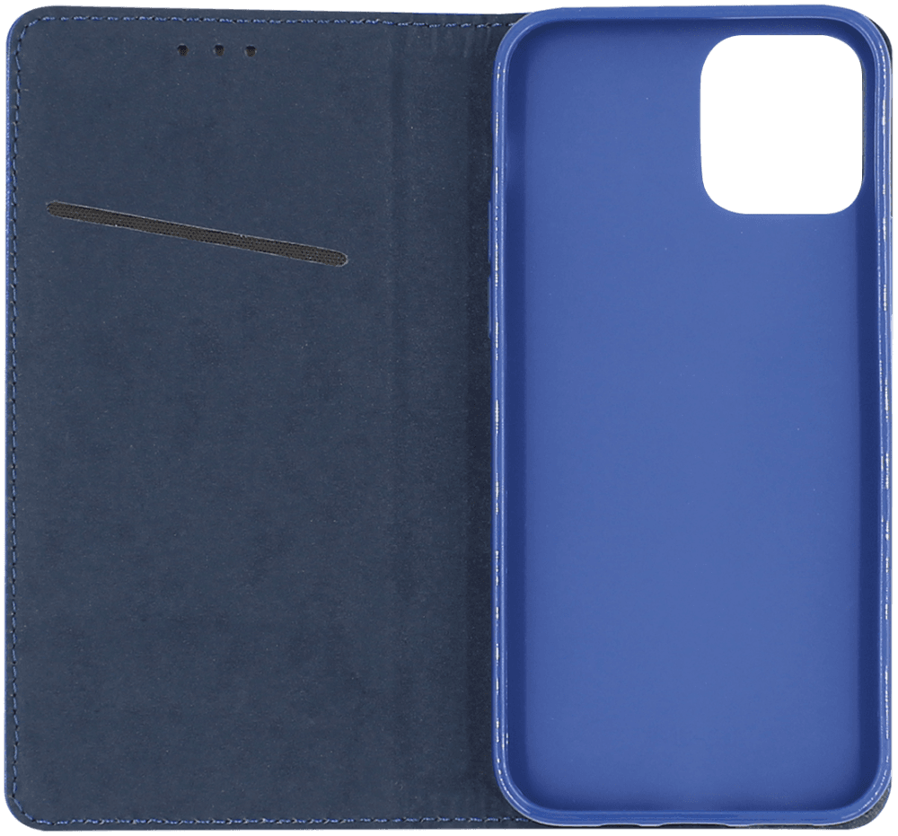 Apple iPhone 12 Pro oldalra nyíló flipes bőrtok rombusz mintás sötétkék