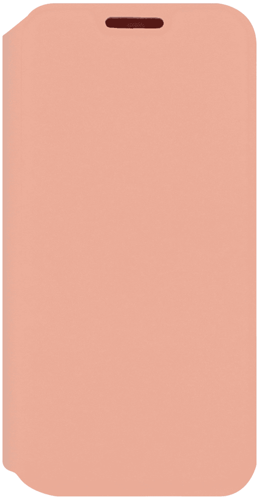 Apple iPhone 12 Mini oldalra nyíló flipes textilbőr tok barackszínű