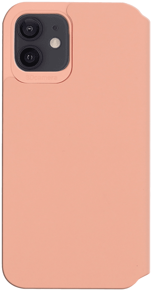 Apple iPhone 12 oldalra nyíló flipes bőrtok bankkártya tartó barackszínű