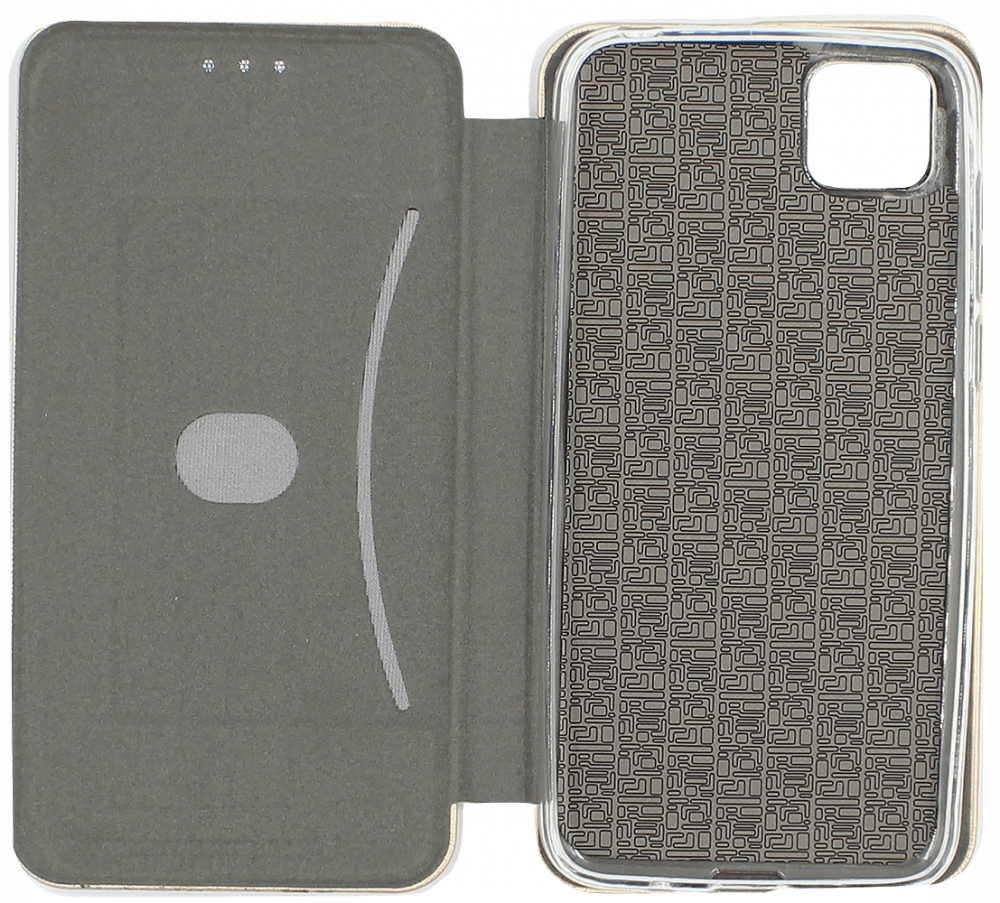 Huawei Y5P oldalra nyíló mágneses flipes bőrtok prémium minőség arany