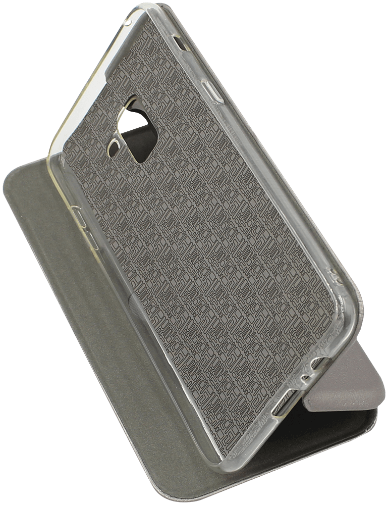 Samsung Galaxy A8 Plus 2018 (A730) oldalra nyíló mágneses flipes bőrtok prémium minőség ezüst