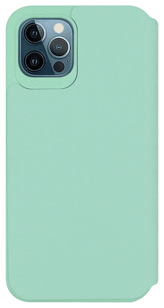Apple iPhone 12 Pro Max oldalra nyíló flipes bőrtok bankkártya tartó türkiz