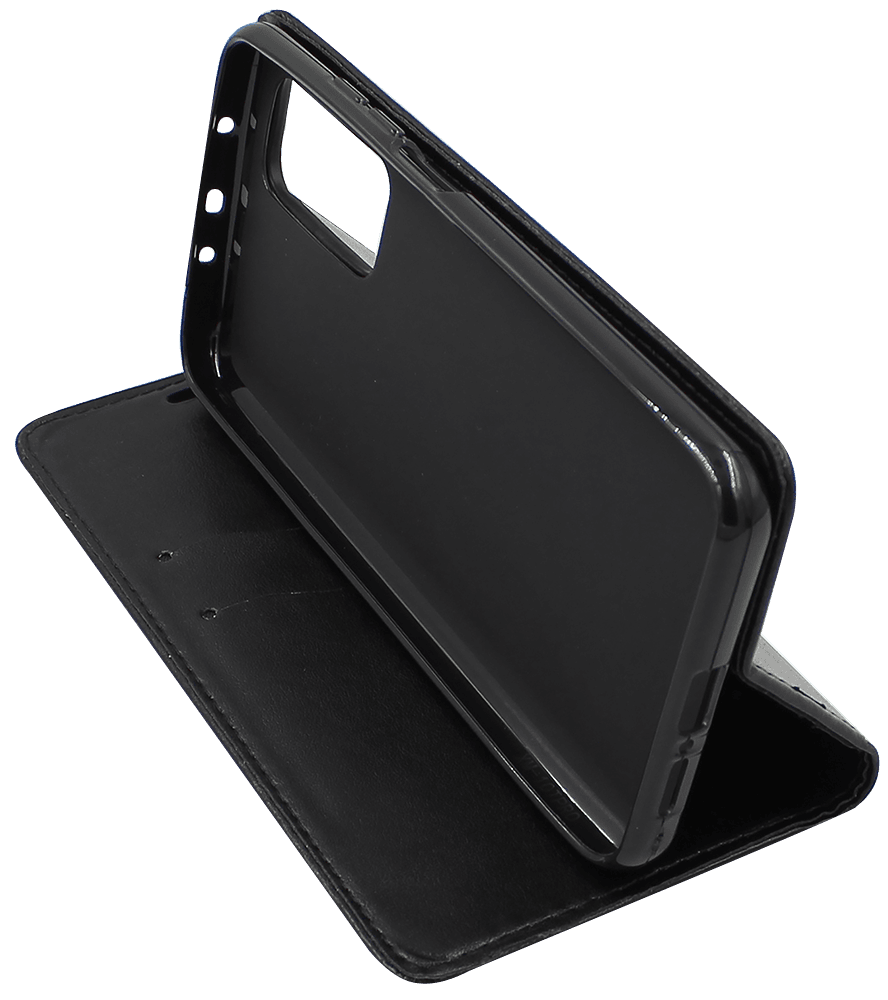 Xiaomi Mi 10T Pro oldalra nyíló flipes bőrtok asztali tartó funkciós fekete