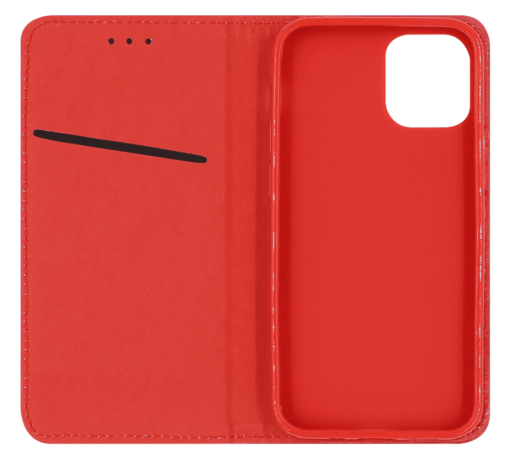 Apple iPhone 12 Mini oldalra nyíló flipes bőrtok rombusz mintás piros