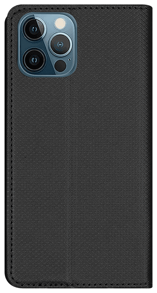 Apple iPhone 12 Pro oldalra nyíló flipes bőrtok rombusz mintás fekete