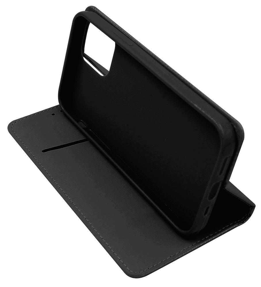 Apple iPhone 12 Pro oldalra nyíló flipes bőrtok rombusz mintás fekete