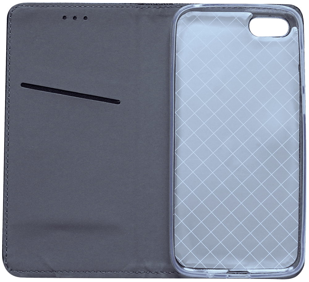 Huawei Y5 Prime 2018 (Y5 2018) oldalra nyíló flipes bőrtok rombusz mintás fekete