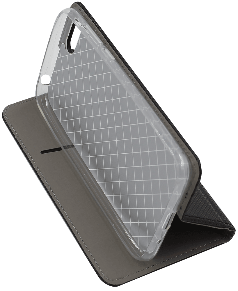 Huawei Y5 Prime 2018 (Y5 2018) oldalra nyíló flipes bőrtok rombusz mintás fekete