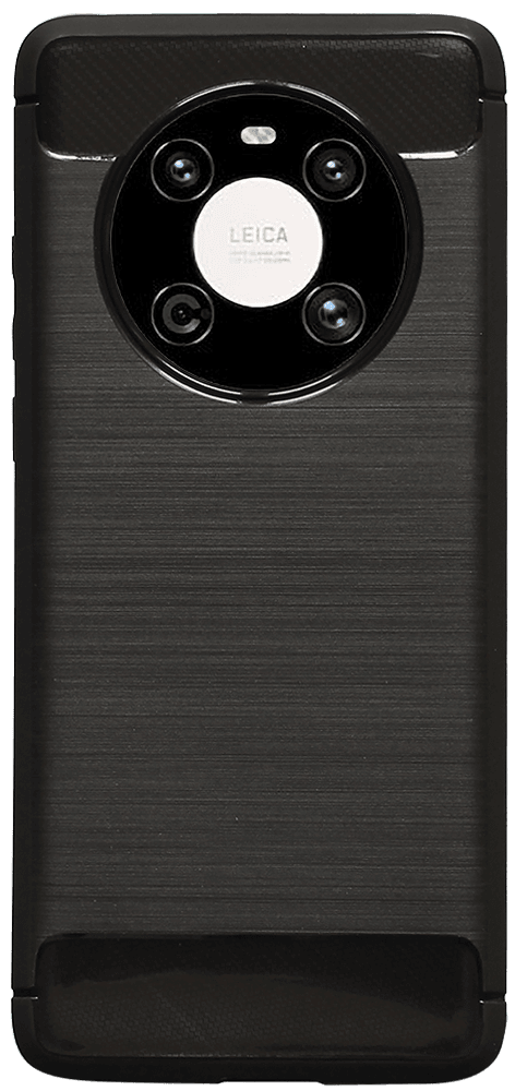 Huawei Mate 40 ütésálló szilikon tok szálcsiszolt-karbon minta légpárnás sarok fekete