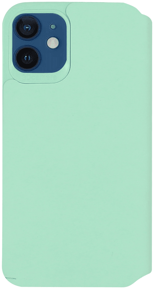 Apple iPhone 12 Mini oldalra nyíló flipes bőrtok bankkártya tartó türkiz
