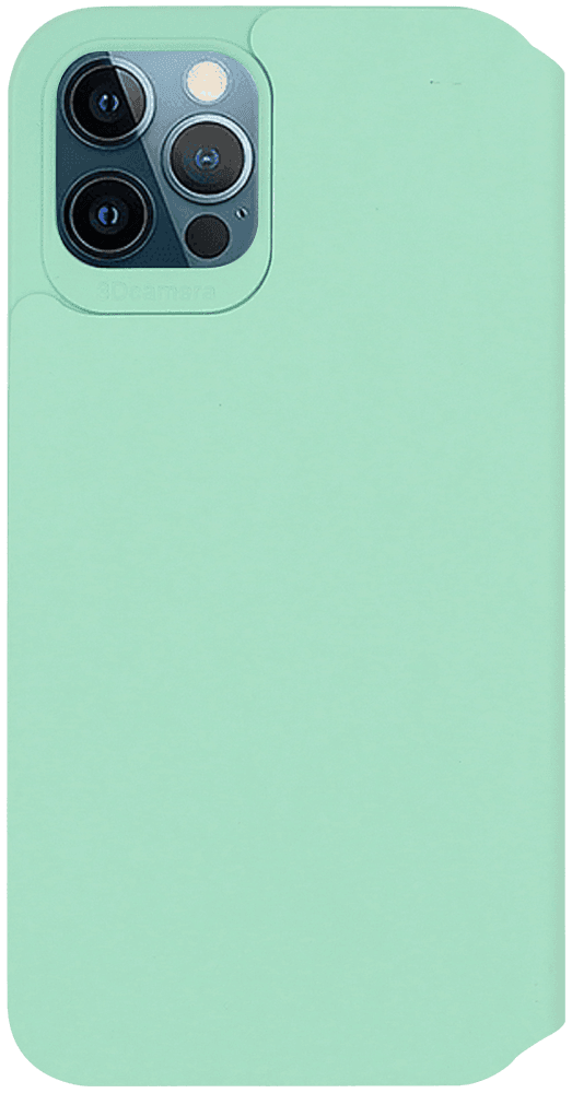 Apple iPhone 12 Pro oldalra nyíló flipes bőrtok bankkártya tartó türkiz