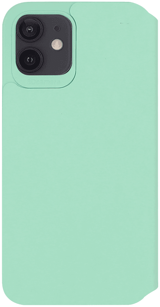 Apple iPhone 12 oldalra nyíló flipes bőrtok bankkártya tartó türkiz