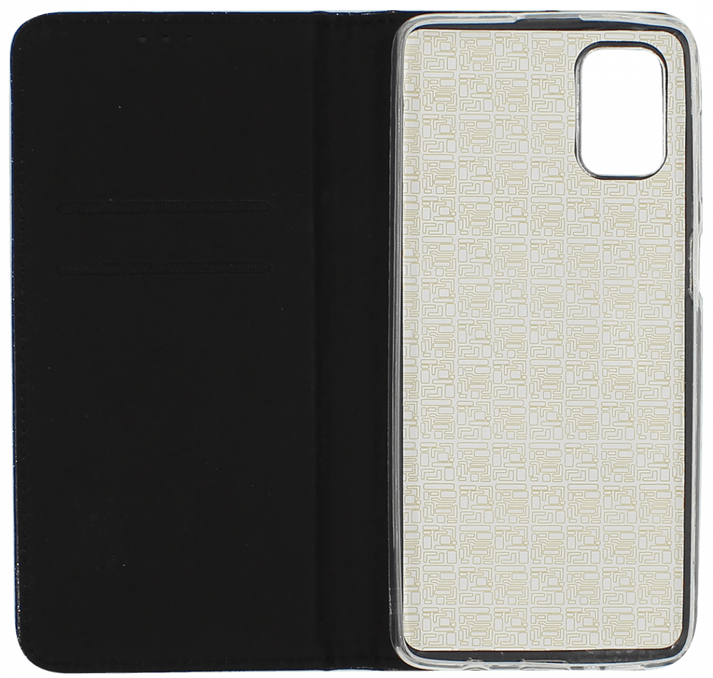 Samsung Galaxy M51 (SM-M515F) oldalra nyíló flipes bőrtok csillámos fekete