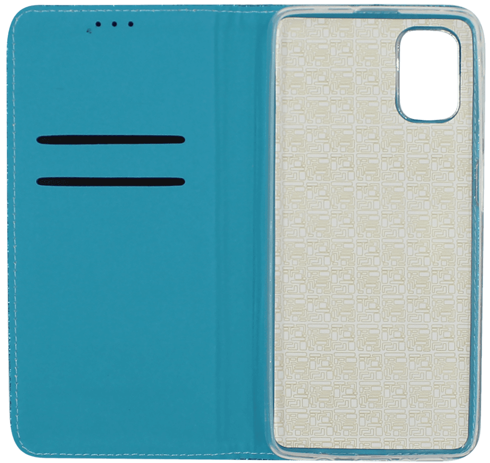 Samsung Galaxy M51 (SM-M515F) oldalra nyíló flipes bőrtok csillámos kék