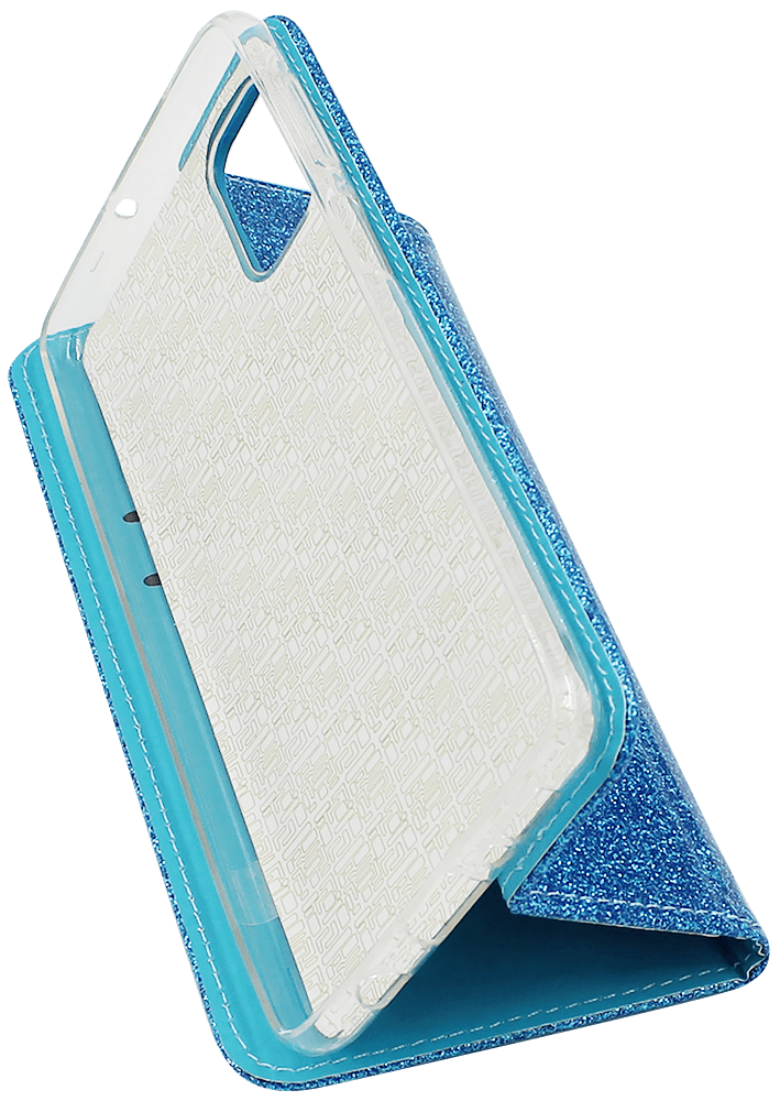 Samsung Galaxy M51 (SM-M515F) oldalra nyíló flipes bőrtok csillámos kék