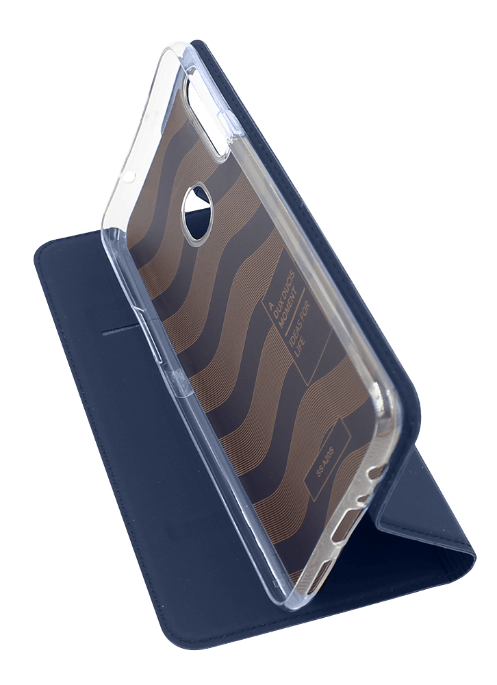 Samsung Galaxy A20s (SM-A207F) oldalra nyíló flipes bőrtok bankkártya tartó sötétkék