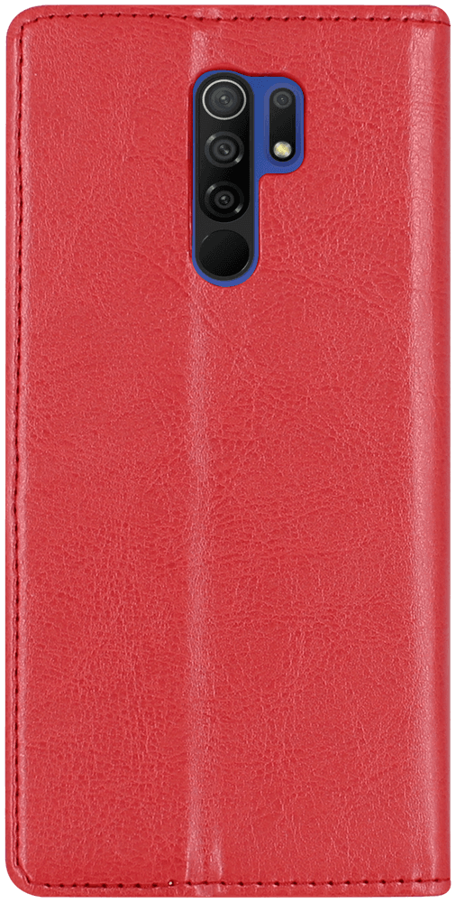 Xiaomi Redmi 9 oldalra nyíló flipes bőrtok valódi bőr piros