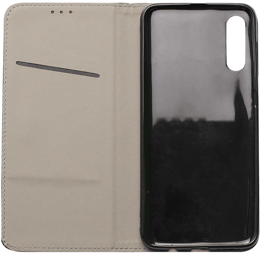 Samsung Galaxy A30s (SM-A307F) oldalra nyíló flipes bőrtok rombusz mintás fekete
