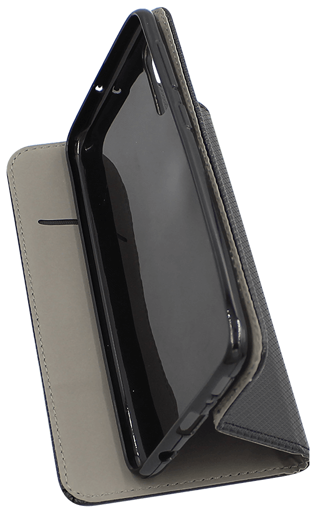 Samsung Galaxy A50 (SM-505) oldalra nyíló flipes bőrtok rombusz mintás fekete