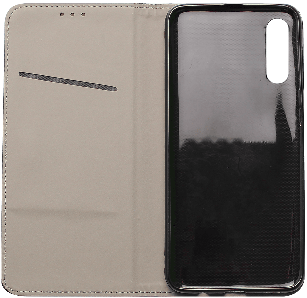 Samsung Galaxy A50 (SM-505) oldalra nyíló flipes bőrtok rombusz mintás fekete