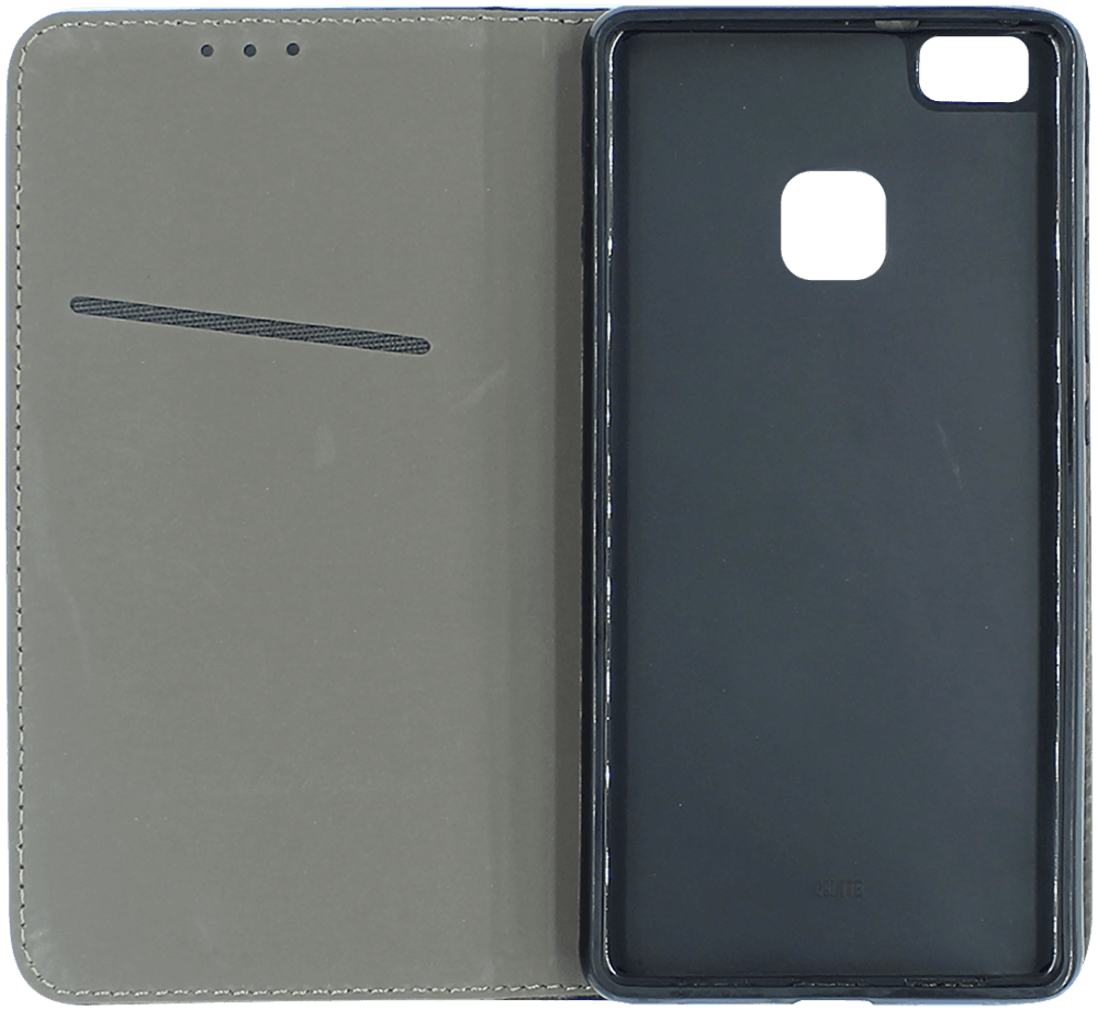 Huawei P9 Lite oldalra nyíló flipes bőrtok asztali tartó funkciós fekete