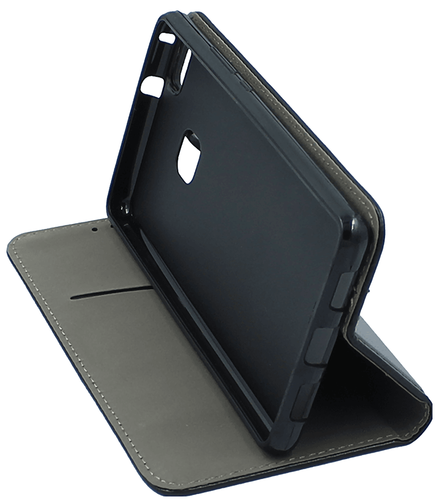 Huawei P9 Lite oldalra nyíló flipes bőrtok asztali tartó funkciós fekete