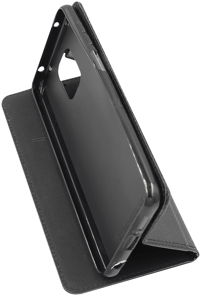 Xiaomi Redmi Note 9S oldalra nyíló flipes bőrtok rombusz mintás fekete
